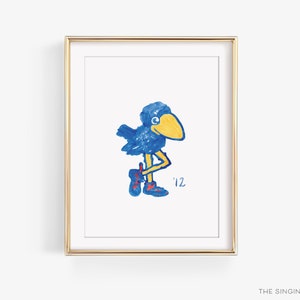 1912 Kansas Jayhawk Art Print | Officially Licensed Product | University of Kansas Watercolor | Kansas Decor | Vintage KU Art | Rock Chalk