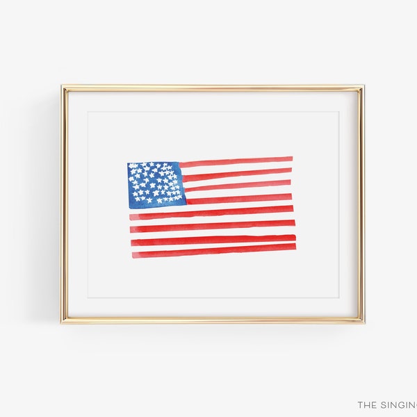 American Flag Watercolor Print | Hand Painted Watercolor USA Art | American Flag Watercolor Artwork | Patriotic Fine Art | Home Decor