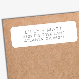 Minimalist Return Address Labels PRINTED | White Matte Address Envelope Labels | Personal Address Labels | Modern Return Mailing Stickers