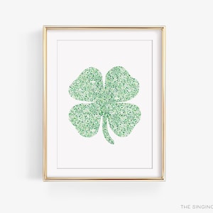 Green Shamrock Watercolor Print | Irish Art Print | Four Leaf Clover Painting | Green Decor | Watercolor Pattern Painting | St Patricks Day