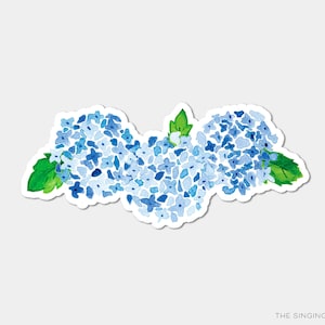 Hortensie Vinyl Aufkleber |  Aquarell Blumen Aufkleber Aufkleber | Die Schnitt langlebig wetterfest | Aufkleber für Laptop Handy Wasserflasche Blau