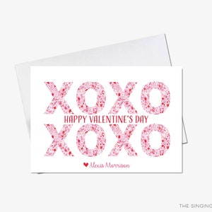 XOXO Valentijnskaarten voor kinderen voor school | Roze Valentijnsdagkaarten | Valentijnskaarten in de klas | Valentijnsles voor kinderen | Knuffels en kusjes vrienden