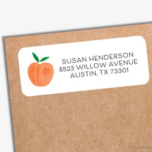 Peach Return Address Labels PRINTED | White Matte Address Envelope Label | Personal Address Label | Peach Return Mailing Sticker Georgia