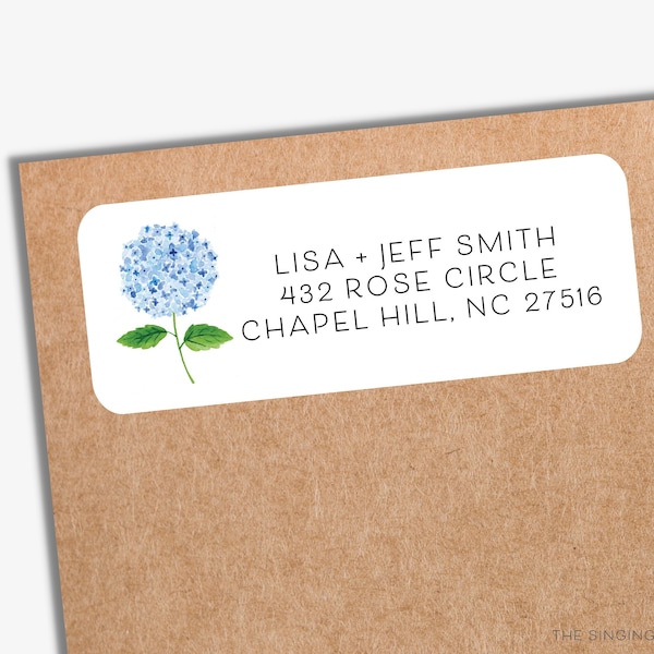 Hydrangea Return Address Labels PRINTED | White Matte Address Envelope Labels | Personal Address Labels | Floral Return Mailing Stickers
