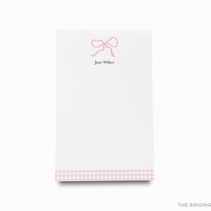 Pink Bow Notepad | Pink Gingham Notepad Set | Pink To Do List | Preppy Feminine Notepads | Personalized Gift | Hostess Gift Pink Bow Pad