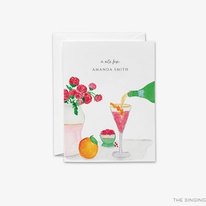 Personalized Greeting Cards | Custom Cocktail Folded Cards | Cocktail Themed Gift | Floral Cards | Gift for Her |  Feminine Watercolor Cards