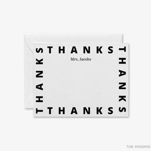 Personalisiertes Dankeschön-Briefpapier | Dankeschön Notizen | Minimalist Grußkarten Set | Mutige Dankeskarten | Schwarz und Weiß Modernes Kartenset