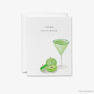Biglietti di auguri personalizzati / Biglietti piegati cocktail personalizzati / Regalo a tema cocktail / Biglietti di mele / Regalo per gli amanti del Martini / Sour Apple Martini