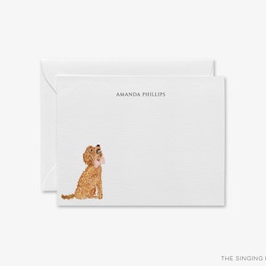 Papelería personalizada con diseño de garabatos dorados / Notas de agradecimiento para amantes de los perros / Tarjetas de notas Grand Millennial / Tarjeta de felicitación con perros / Tarjeta con perro en acuarela