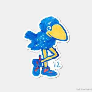 1912 Jayhawk Vinyl Sticker | Officially Licensed | Watercolor Kansas Decal Sticker | Vintage Jayhawks Weatherproof | KU Sticker for Laptop