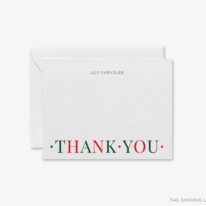 Notas de agradecimento de feriado | Papelaria de família de Natal | Cartões de agradecimento de Natal | Cartões de notas de feriado | Notas de agradecimento para crianças | Vermelho e verde