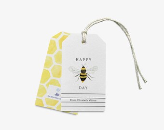 Happy Bee Day Gift Tags | Bee Lover Birthday Tag | Bee Pun Gift Tag | Watercolor Hand Painted Tag | Bee Keeper Tag | Garden Party Bee Tag