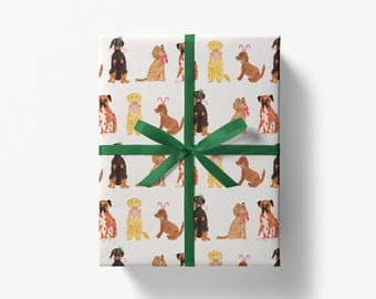 Dog Lovers Christmas Gift Wrap | Christmas Puppy Wrapping Paper | Holiday Wrapping Paper | Dog Wrapping Paper | Santa Dog Lovers | Xmas Pups
