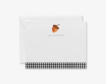 Tarjetas personalizadas de bellota / Papelería de otoño, notas de agradecimiento de otoño