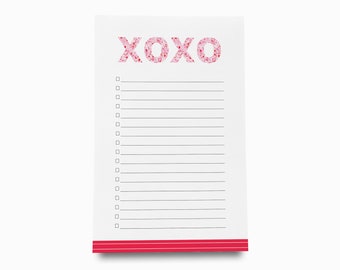 XOXO Notepad | Pink and Red Notepad Set | Modern To Do List | Feminine Notepads | Gift for Her | Valentines Gift | Pink Valentines Gift