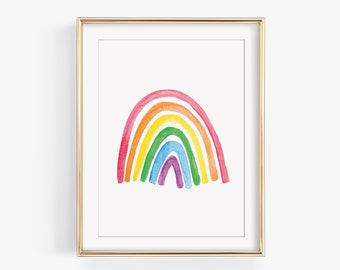 Impression arc-en-ciel aquarelle | Décoration murale salle de jeux pour chambre d'enfant