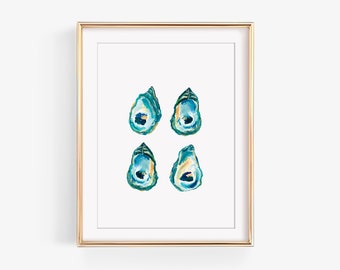 Oyster Art Print | Hand Painted Beach Art | Home Watercolor | New England Decor | Nantucket Wall Art | Ocean Home Art | Nautical Print Shuck