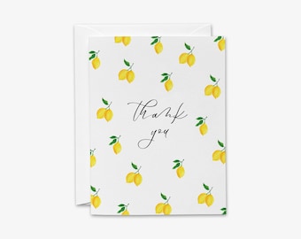 Lemon Thank You Cards | Simple Lemon Thank You | Thank you Stationery | Modern Thank You Notes | Lemon Thank You Notes | Folded Card Set