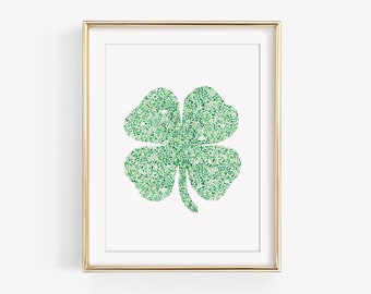 Impresión de acuarela de trébol / Arte irlandés de trébol de cuatro hojas