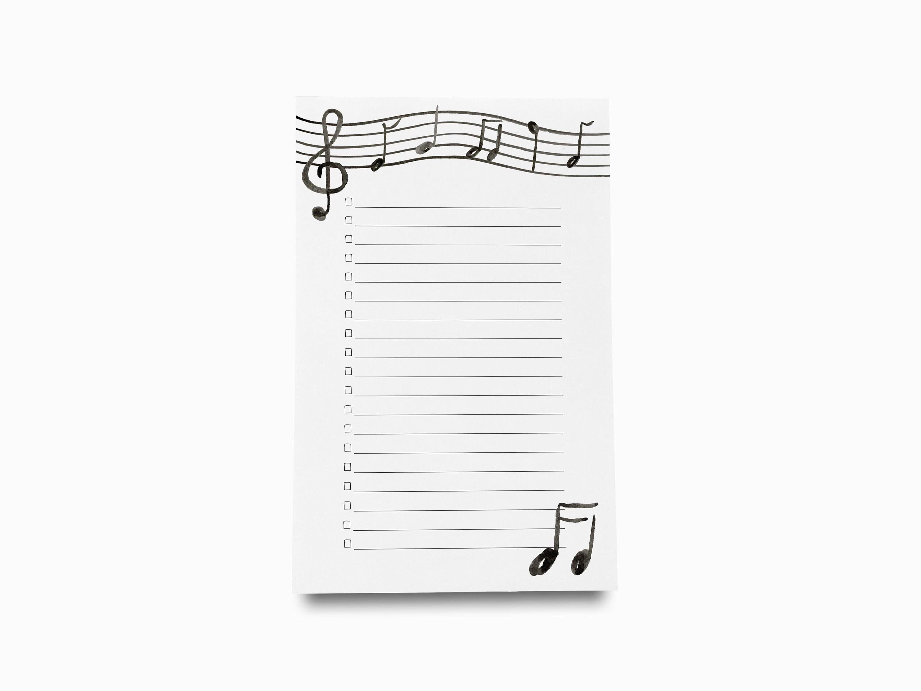 Rectangular Music Notes Notepad Template Music Lovers Notepad | Musician Notepad Set | Bundled Music Notes Pads ...