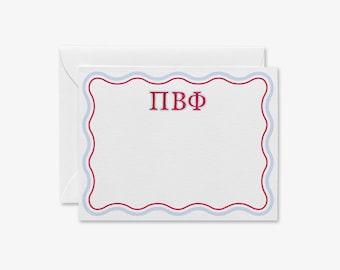 Pi Beta Phi Stationery | Bid Day Gift Note Cards | ΠΒΦ Thank You Notes | Sorority Big Little Gift | Preppy Blue Wave