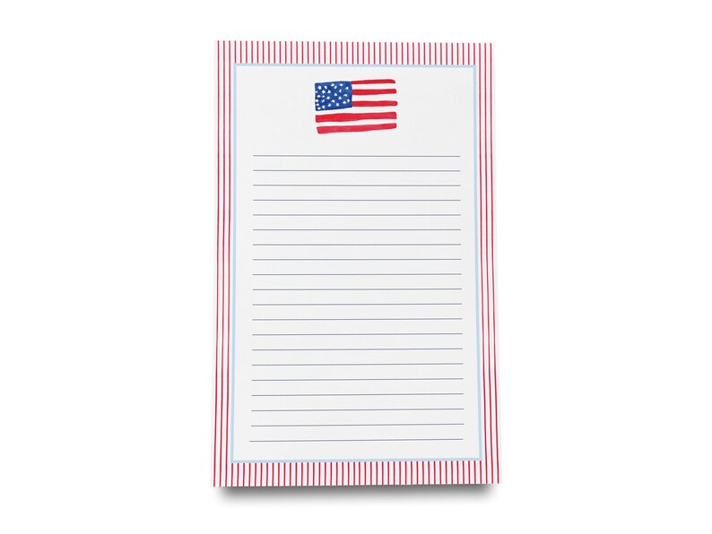 American Flag Notepad | Patriotic Gift | USA Pad | Watercolor | Red ...