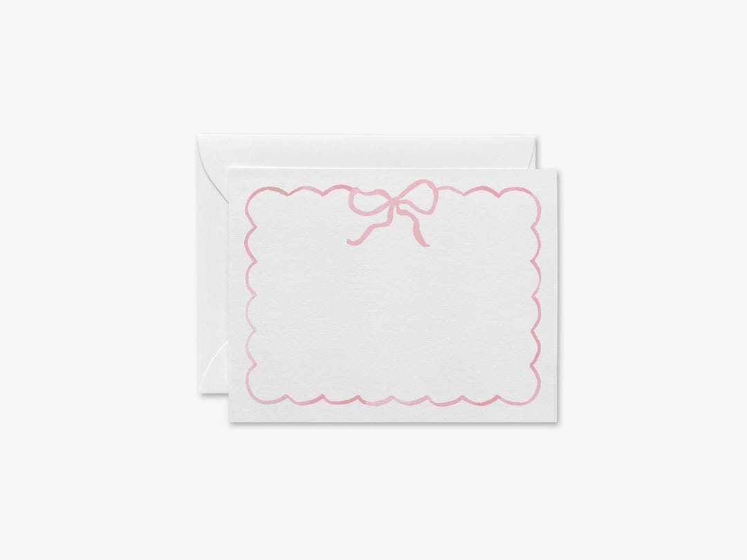 Bow Baby Shower Thank You Notes | Pink Bow Stationery | Girly Notecards ...