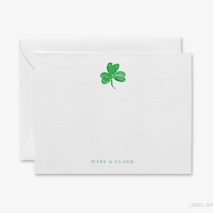 Kleeblatt Personalisiertes Briefpapier | Grußkarten mit Kleemotiv | Irische Grußkarten | Aquarell vierblättriges Kleeblatt Grußkarten | Schreibwaren Geschenk-Set