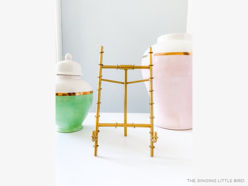 Gold Bamboo Tabletop Easel Art Print Display Stand Metal Etsy