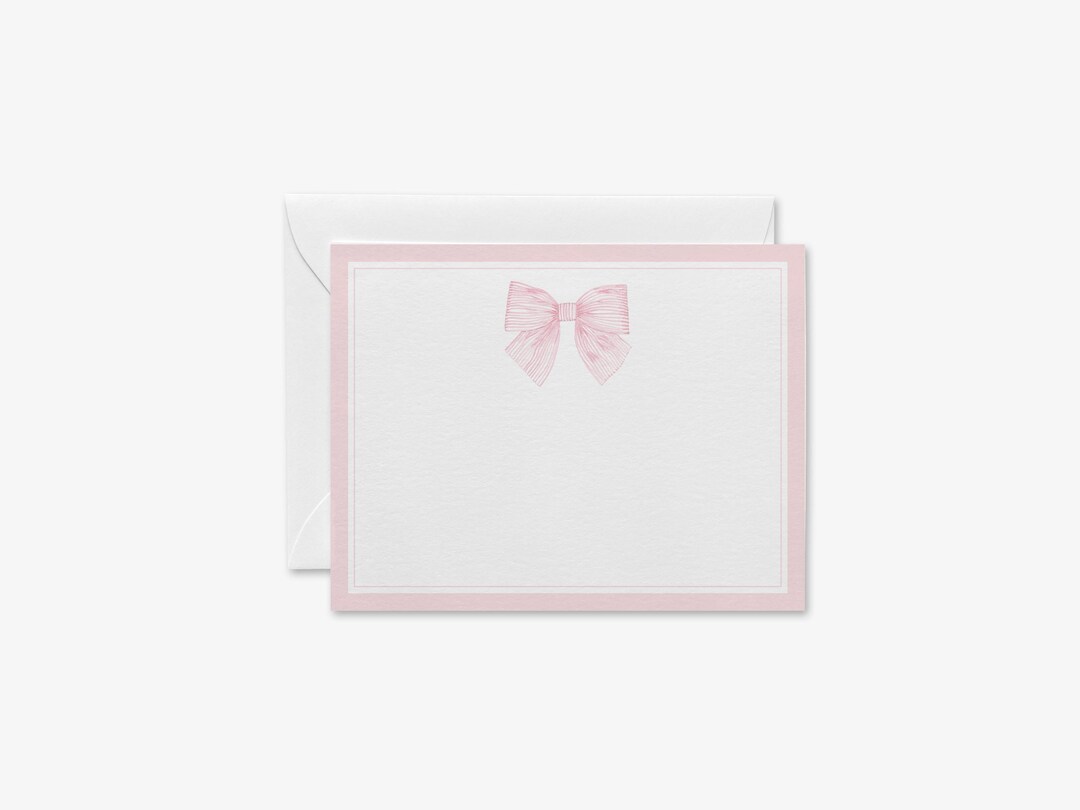 Pink Stripe Bow Stationery | Blush Baby Shower Thank You Notes | Girly ...