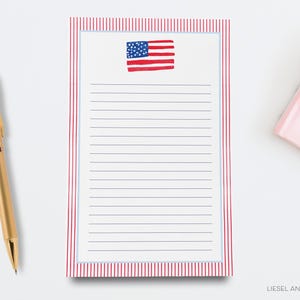 American Flag Notepad | Patriotic Gift | USA Pad | Watercolor | Red ...