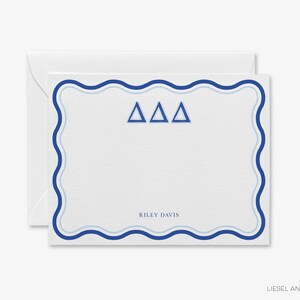 Delta Delta Delta persoonlijk briefpapier | Cadeaukaartjes Bieddag |  ΔΔΔBedankbriefjes | Vrouwenvereniging groot klein cadeau | Preppy blauwe golf