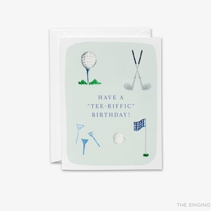 de joyeux anniversaire de golf | une carte d'anniversaire Tee-Riffic | carte d'anniversaire d'amant de golf | carte pour lui | papa | Carte d'anniversaire calembour | Punny