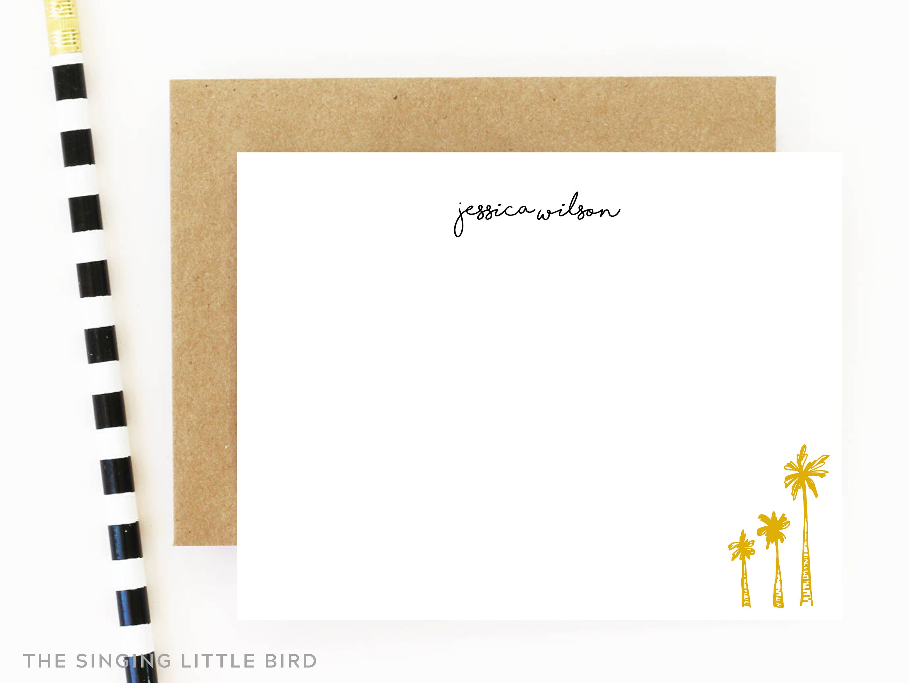 Palm Tree Personalized Stationery / Palm Tree Note Cards / | Etsy