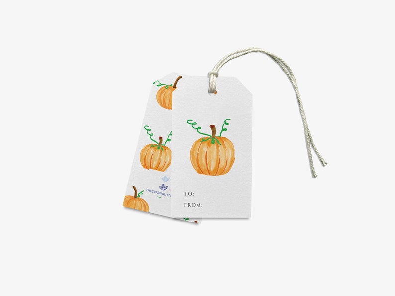 Pumpkin Gift Tags Sets of 8 Fall Halloween Favor Tag Watercolor Autumn Tags Pumpkin Favor Tags Gift for her Pumpkin Theme Tag image 1