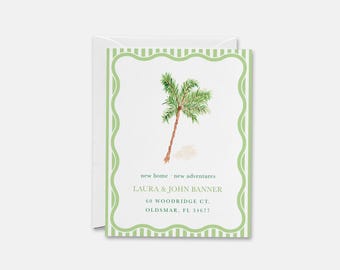 Palm Tree Moving Announcement Postcards | Watercolor New Address Cards