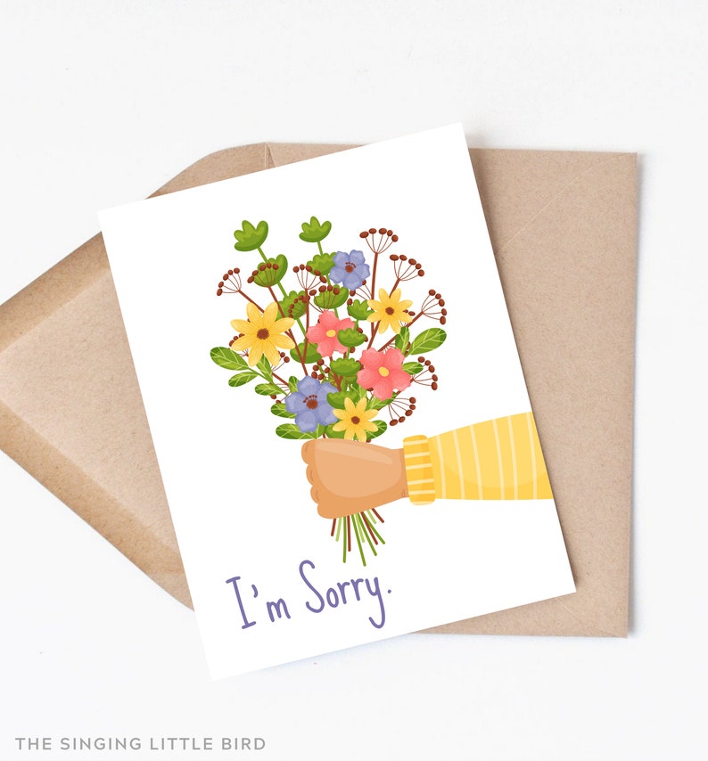 I'm Sorry Card / Flower Bouquet Card / Apology Card / I Etsy
