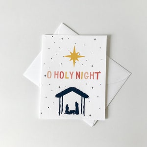 Oh Holy Night Biglietto di Natale / Biglietto di Natale cristiano / Biglietto di festa religiosa / Biglietto di Natale della Natività / Biglietto di canto natalizio / Mangiatoia
