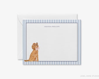 Cancelleria personalizzata Golden Doodle / Biglietti di ringraziamento per gli amanti dei cani / Biglietti di auguri Grand Millennial / Biglietto di auguri per cani / Biglietto con cane acquerello