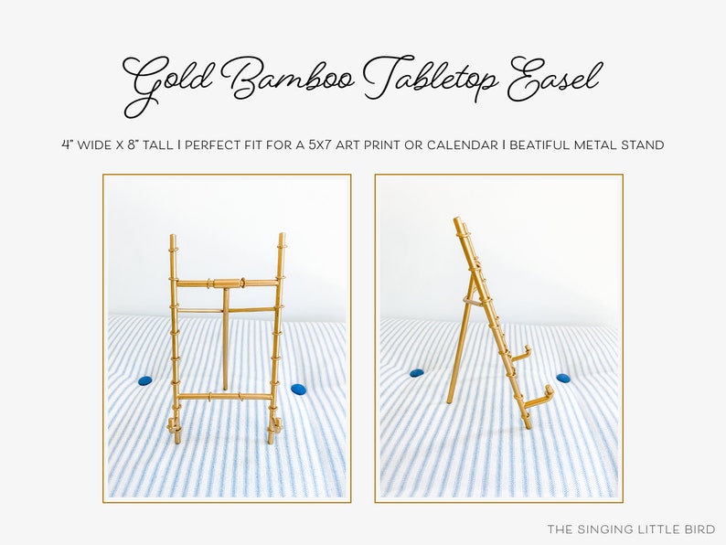 Gold Bamboo Tabletop Easel Art Print Display Stand Metal Etsy