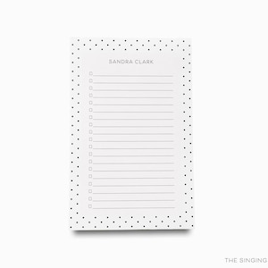 Black and White Polka Dot Notepad | Personalized Gift | Modern Notepad Set | To Do List | Minimalist Feminine Notepads | Hostess French Chic