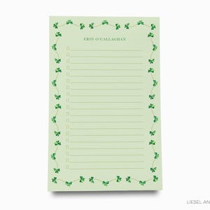 Bloc-notes personnalisé pour amoureux de trèfle | Ensemble de bloc-notes irlandais | Liste irlandaise des choses à faire | Bloc-notes trèfle | Cadeau de Noël personnalisé pour hôtesse d&#39;Irlande
