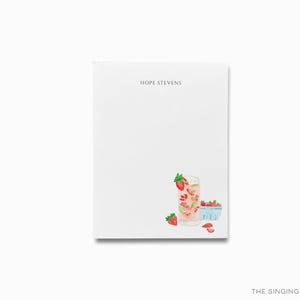 Personalisierte Cocktail-Liebhaber-Notizblock | Notizblock Set | To Do Liste | Erdbeer-Basilikum Liebhaber Notizblock | Personalisiertes Geschenk Erdbeer Barwagen