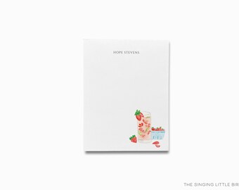 Personalized Cocktail Lover Notepad | Notepad Set | To Do List | Strawberry Basil Lover Notepad | Personalized Gift | Strawberry Bar Cart