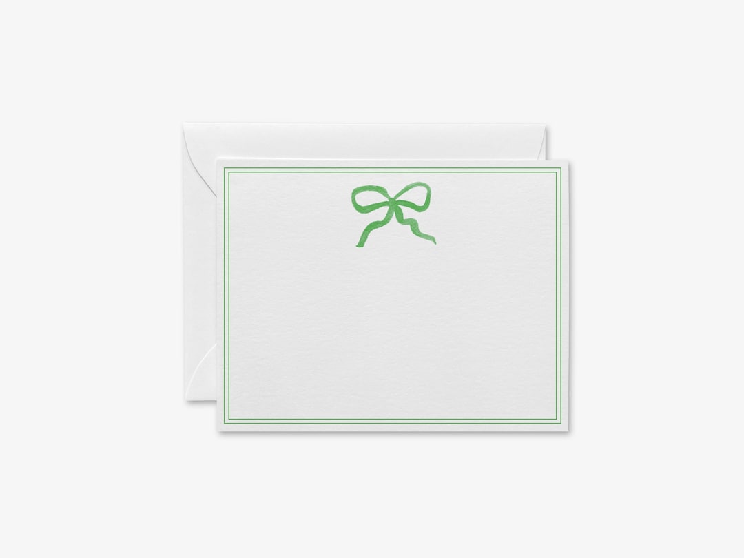 Green Bow Flat Notecards [set of 8] | Preppy Thank You Notes | Feminine ...