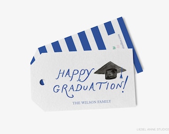 Etiquetas de regalo personalizadas para "Feliz graduación" / Etiqueta de regalo de graduación / Etiqueta de graduado / Etiqueta de tarjeta adjunta personalizada / Etiqueta familiar / Regalo personalizado