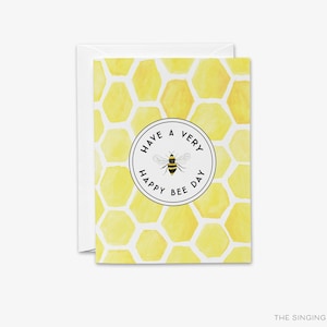 Bee Happy Birthday Greeting Card | Have a Very Happy Bee-Day Card | Humor Birthday | Cute Bee Themed Birthday Card | Beeday Card | Pun Note