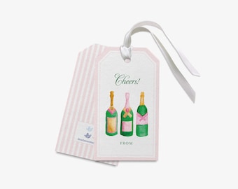 Etiquetas de regalo para botellas de champán [juegos de 8] / Etiqueta de saludos / Etiqueta de regalo de cumpleaños / Etiqueta de acuarela / Etiqueta de recuerdo de cumpleaños / Etiqueta de celebración para botellas de champán