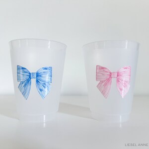 Striped Pink Bow Frosted Shatterproof Cups | Reusable Baby Shower Party Cups | Bridal Shower Cups | 16oz Cup | Bow Cups image 5
