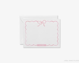 Personalized Bow Baby Shower Thank You Notes | Girly Pink Stationery